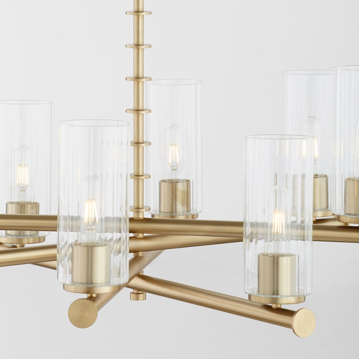 Quorum Juniper 8Lt Chandelier, Aged Brass/Clear/Fluted