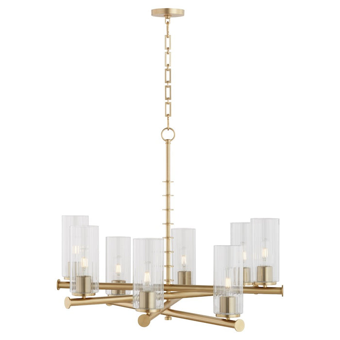 Quorum Juniper 8Lt Chandelier, Aged Brass/Clear/Fluted