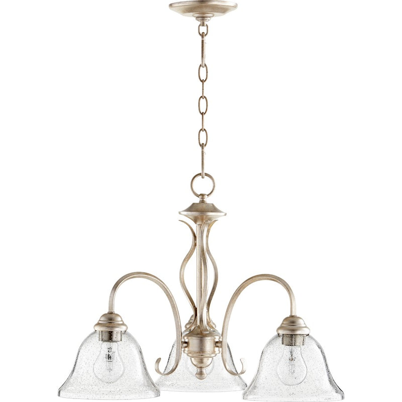 Quorum Spencer 3 Light 21' Nook Light, Silver/Clear Seeded