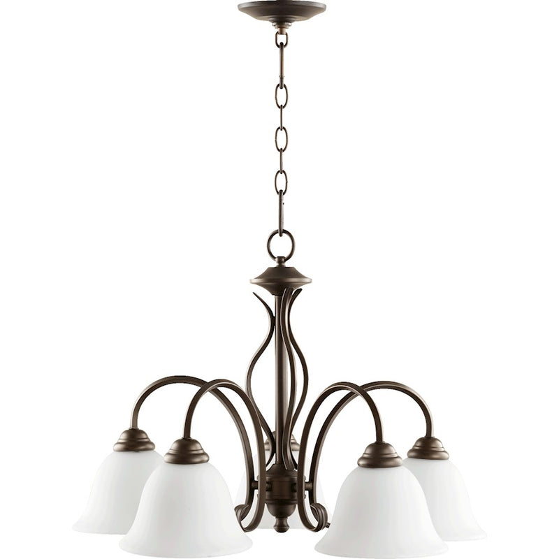 Quorum Spencer 5 Light 24' Nook Light, Oiled Bronze/Satin Opal