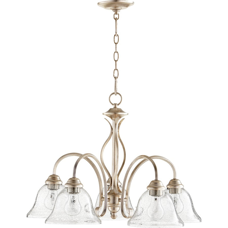 Quorum Spencer 5 Light 24' Nook Light, Silver/Clear Seeded