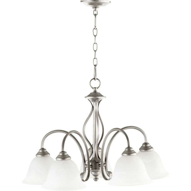 Quorum Spencer 5 Light Chandelier, Classic Nickel