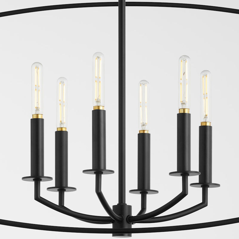 Quorum Mantle 6Lt Pendant, Matte Black