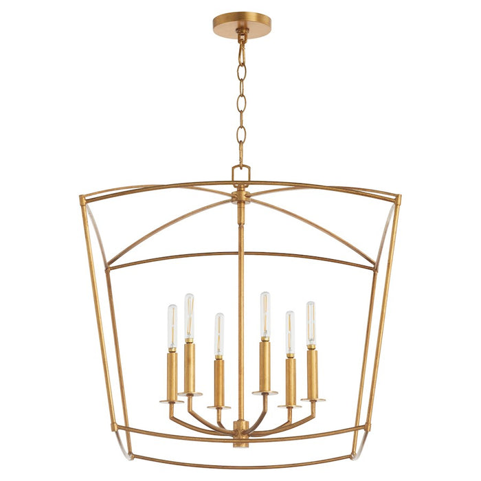 Quorum Mantle 6Lt Pendant, Gold Leaf - 6412-6-74