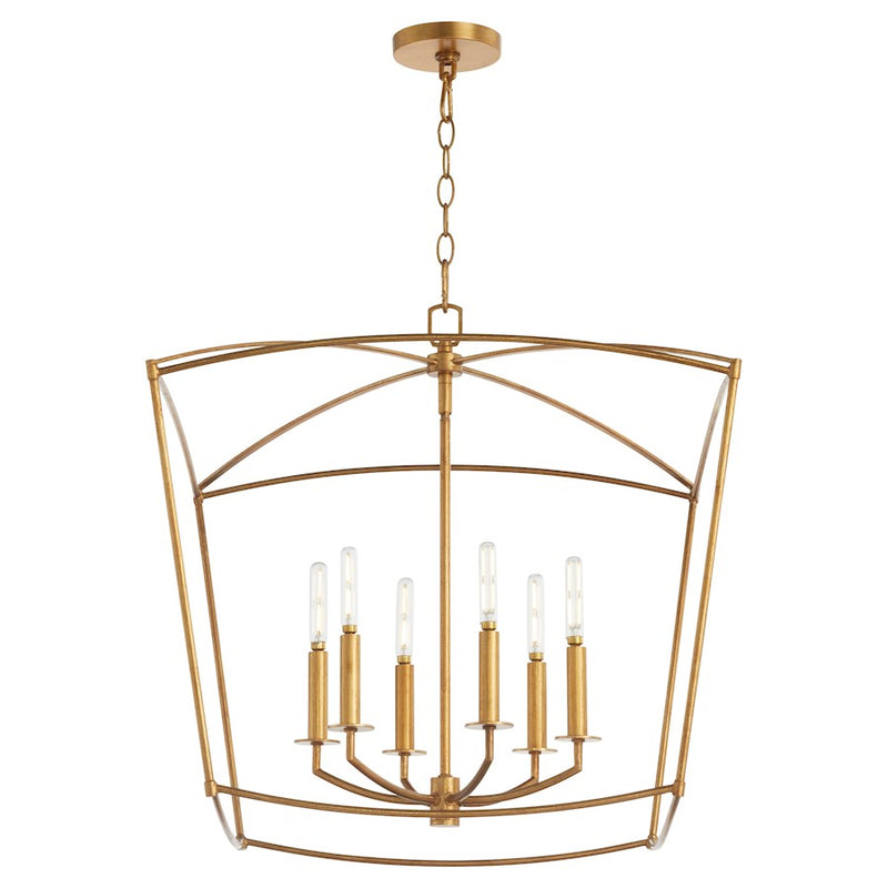 Quorum Mantle 6Lt Pendant, Gold Leaf