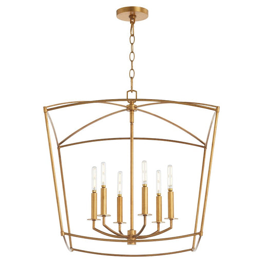 Quorum Mantle 6Lt Pendant, Gold Leaf