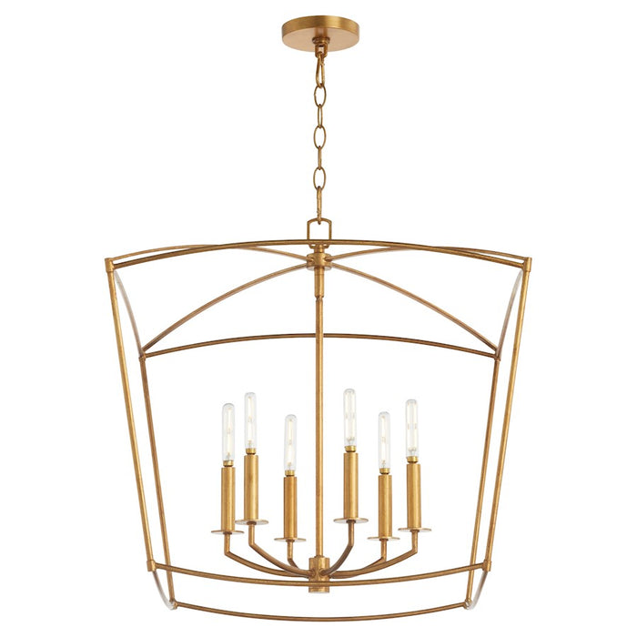 Quorum Mantle 6Lt Pendant, Gold Leaf