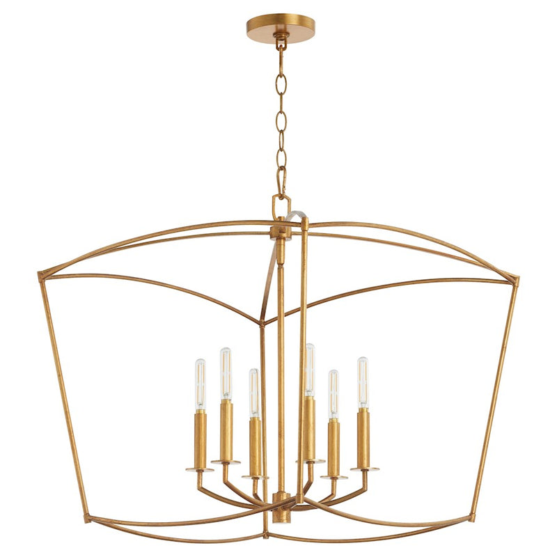 Quorum Mantle 6Lt Pendant, Gold Leaf
