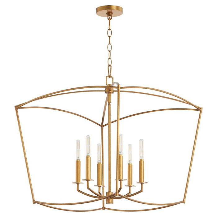 Quorum Mantle 6Lt Pendant, Gold Leaf