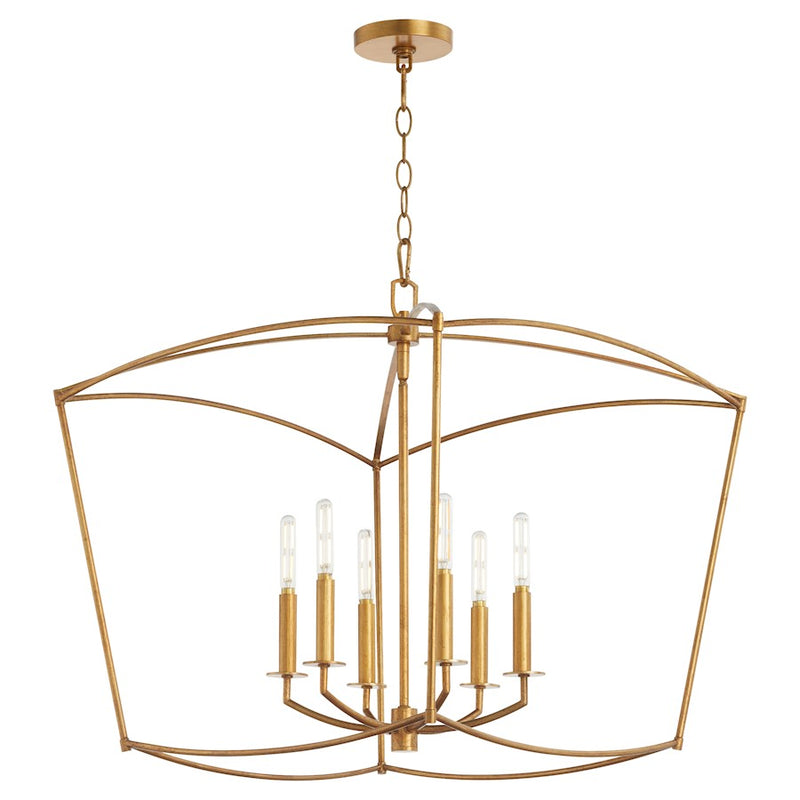 Quorum Mantle 6Lt Pendant, Gold Leaf