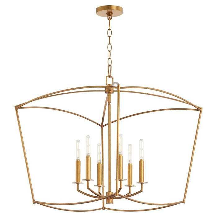 Quorum Mantle 6Lt Pendant, Gold Leaf