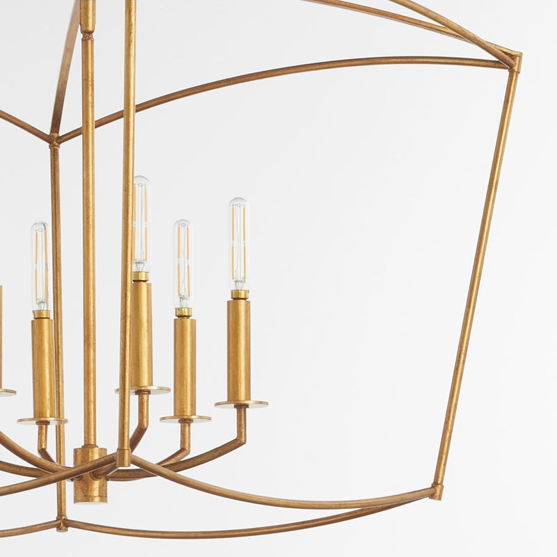 Quorum Mantle 6Lt Pendant, Gold Leaf