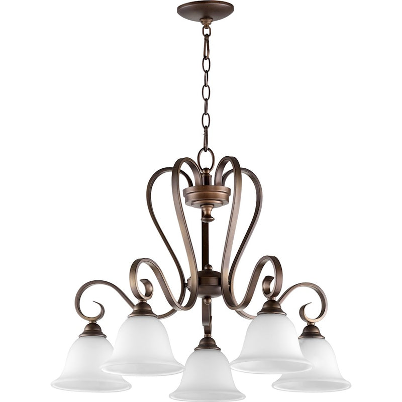 Quorum Celesta 5 Light 27.5' Nook Light, Oiled Bronze/Satin Opal