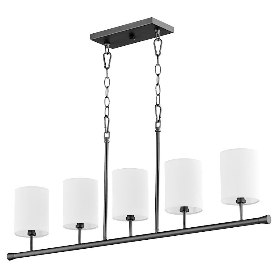 Quorum Harmony 5 Light Linear Chandelier, Matte Black/White