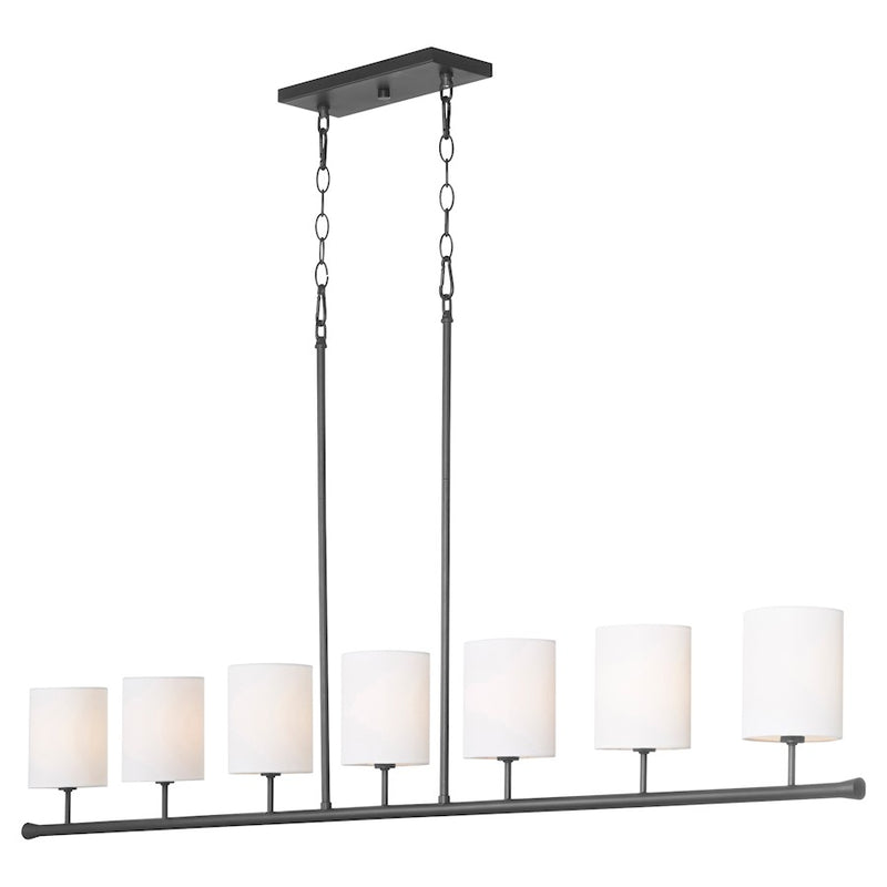 Quorum Harmony 7Lt Linear Chandelier, Matte Black/White