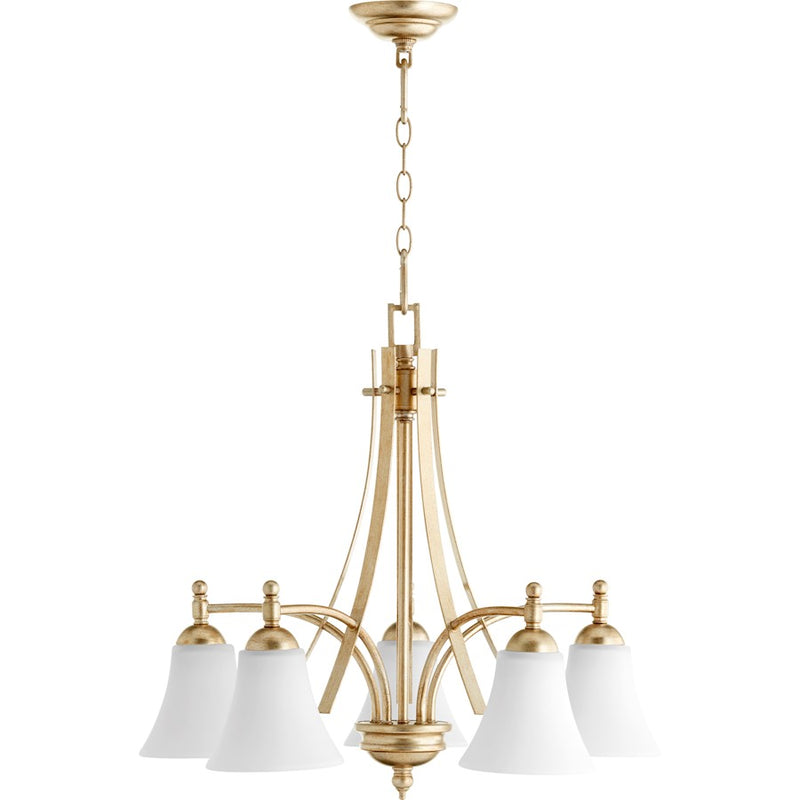 Quorum Aspen 5 Light Nook in Aged Silver Leaf /Satin Opal