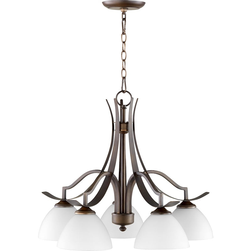 Quorum Atwood 5 Light 26' Nook Light, Oiled Bronze/Satin Opal