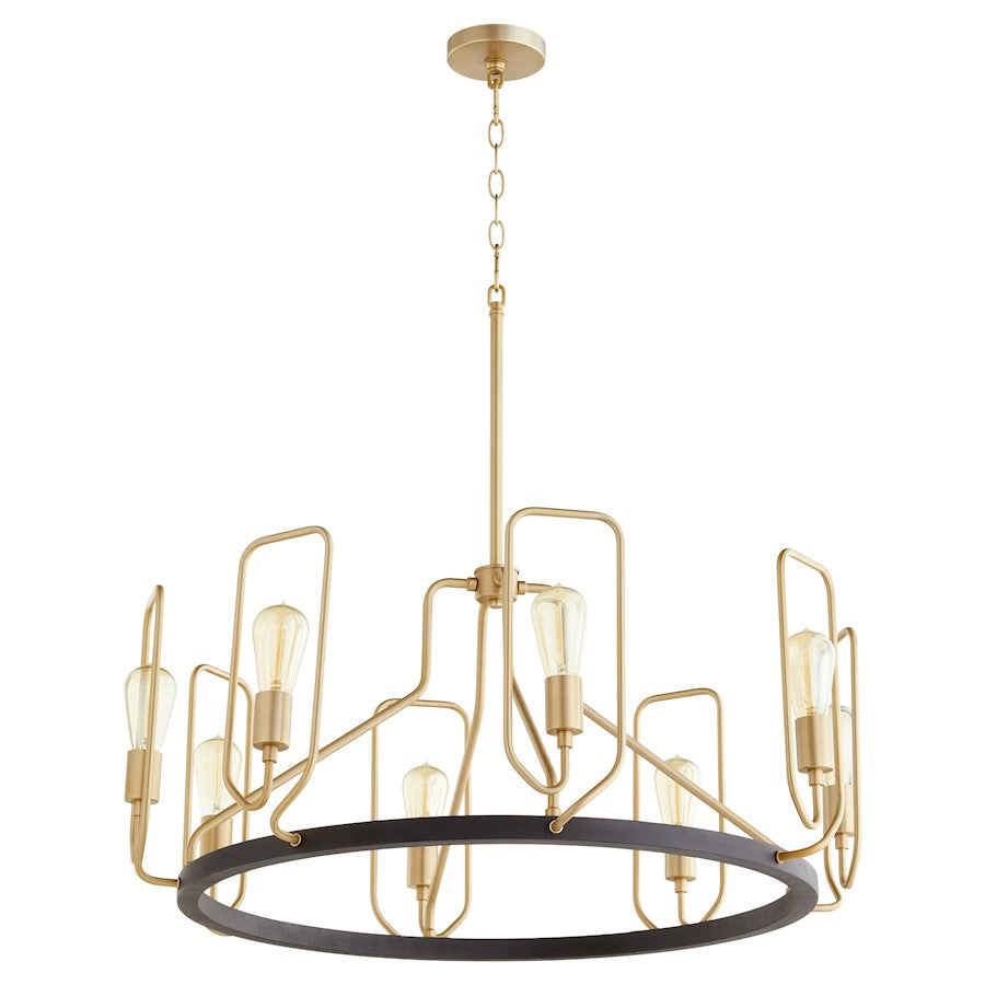 Quorum Howe 8 Light Chandelier, Noir/Aged Brass