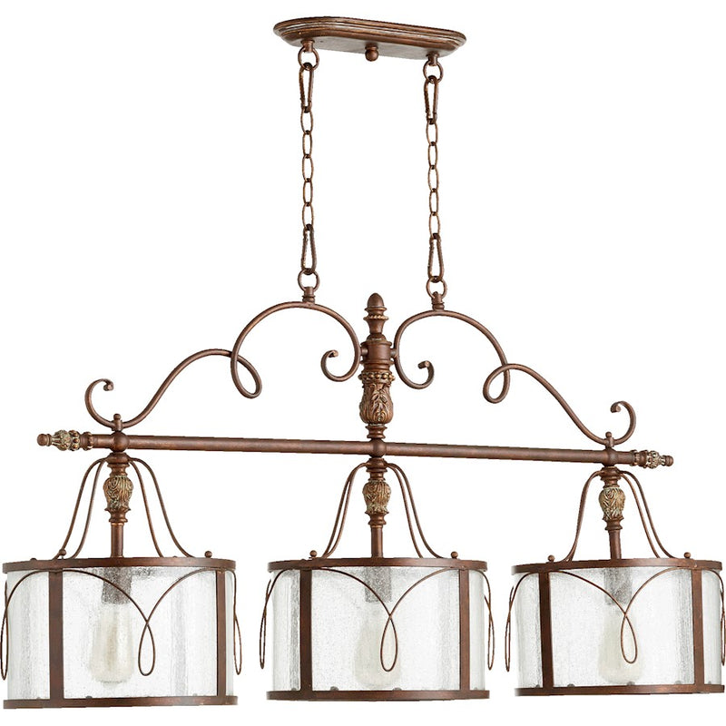 Quorum Salento 3 Light Island Light, Vintage Copper