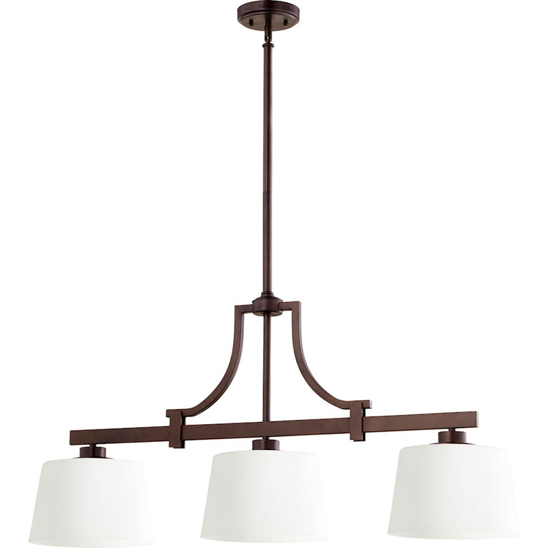 Quorum Lancaster 3 Light 9.5' Island, Oiled Bronze