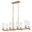 Quorum Juniper 8Lt Linear Chandelier, Aged Brass/Clear/Fluted