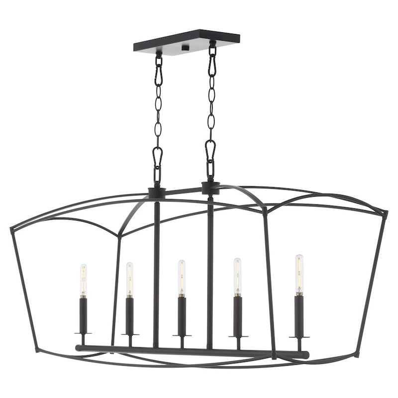 Quorum Mantle 5Lt Linear Chandelier, Matte Black