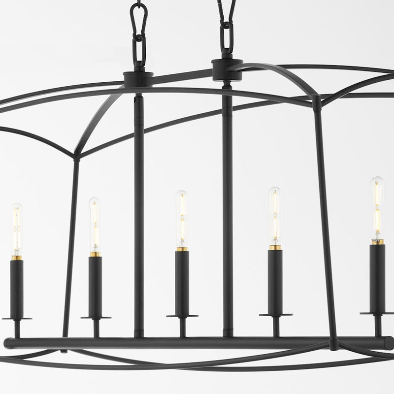 Quorum Mantle 5Lt Linear Chandelier, Matte Black