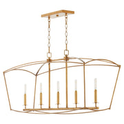 Quorum Mantle 5Lt Linear Chandelier, Gold Leaf - 6512-5-74