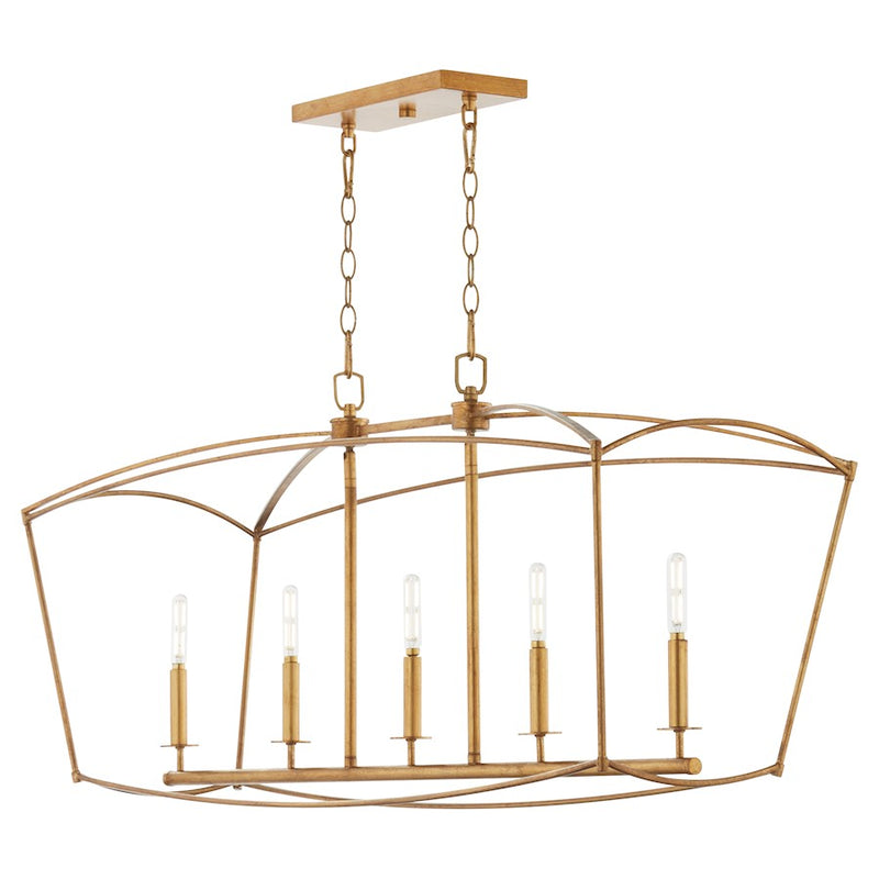Quorum Mantle 5Lt Linear Chandelier, Gold Leaf