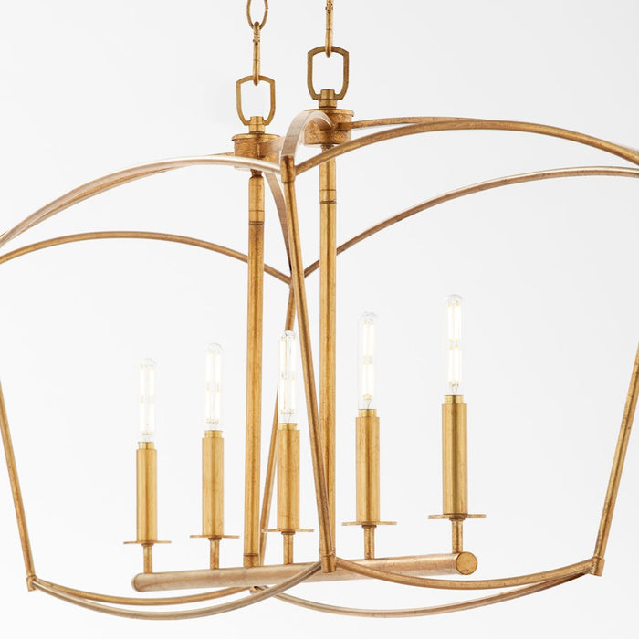 Quorum Mantle 5Lt Linear Chandelier, Gold Leaf