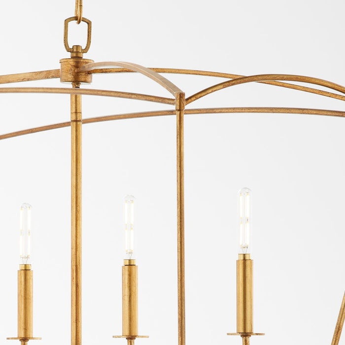 Quorum Mantle 5Lt Linear Chandelier, Gold Leaf