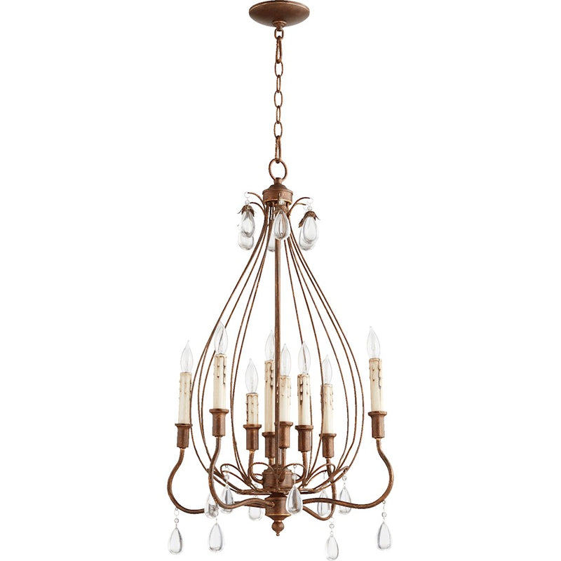 Quorum Venice 8 Light Chandelier, Vintage Copper