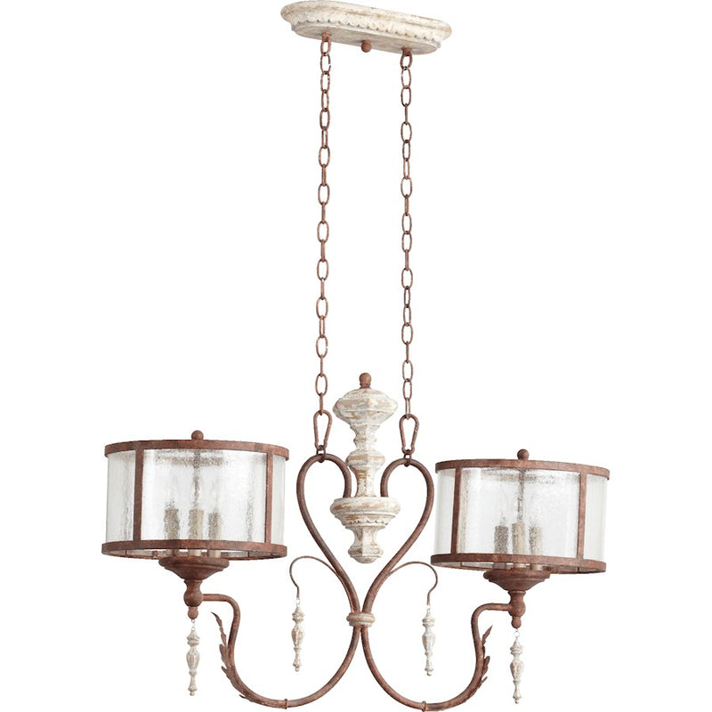 Quorum La Maison 6 Light Island Light, Manchester Grey W/ Rust Accents