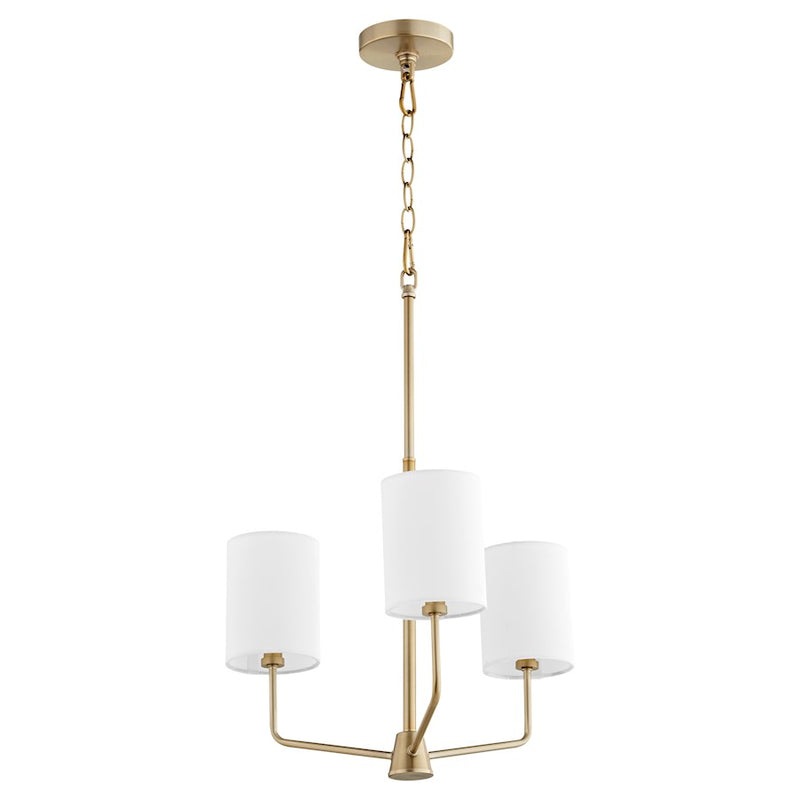 Quorum Harmony Chandelier, Aged Brass/White