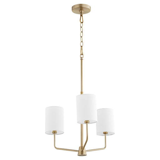 Quorum Harmony Chandelier, Aged Brass/White