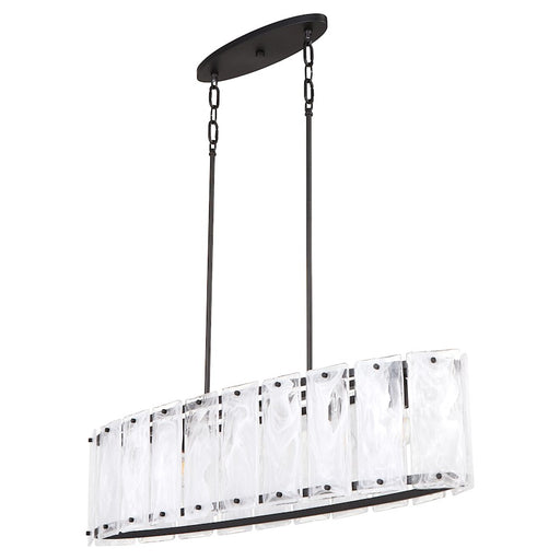 Quorum Prestige 6Lt Linear Island, Matte Black/Clear/Alabaster