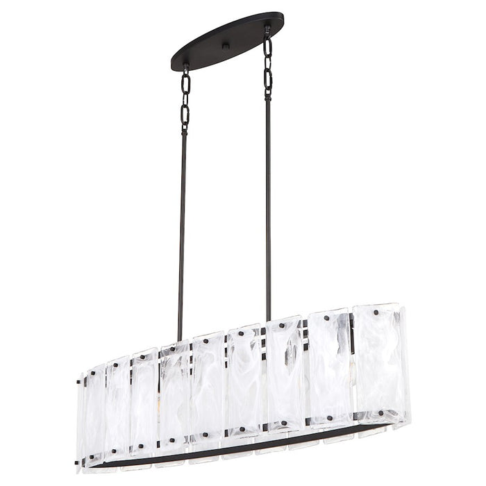 Quorum Prestige 6Lt Linear Island, Matte Black/Clear/Alabaster
