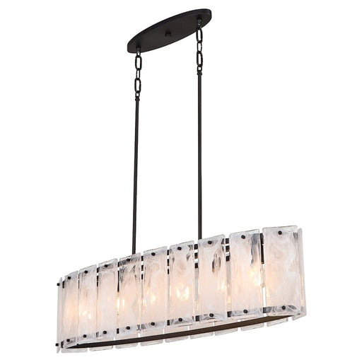Quorum Prestige 6Lt Linear Island, Matte Black/Clear/Alabaster