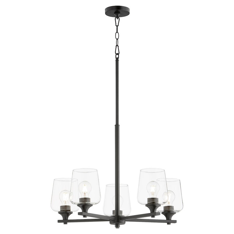 Quorum Veno 5Lt Chandelier, Matte Black/Clear
