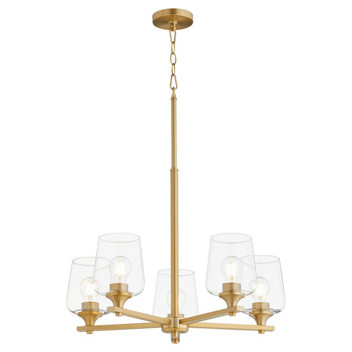 Quorum Veno 5Lt Chandelier, Aged Brass/Clear