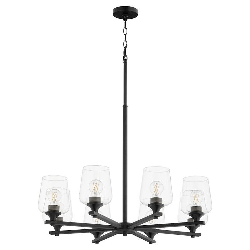 Quorum Veno 8Lt Chandelier, Matte Black/Clear - 658-8-59