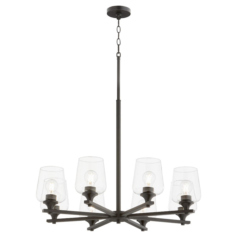 Quorum Veno 8Lt Chandelier, Matte Black/Clear