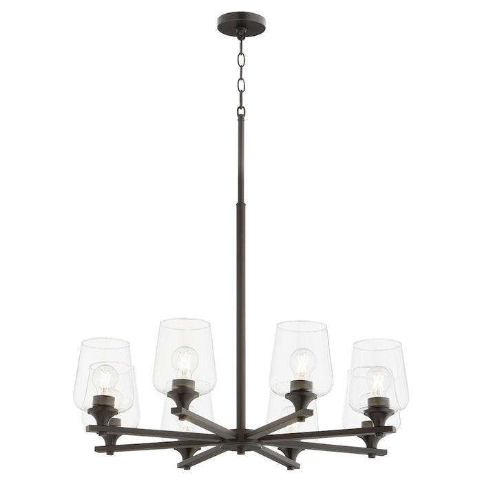 Quorum Veno 8Lt Chandelier, Matte Black/Clear