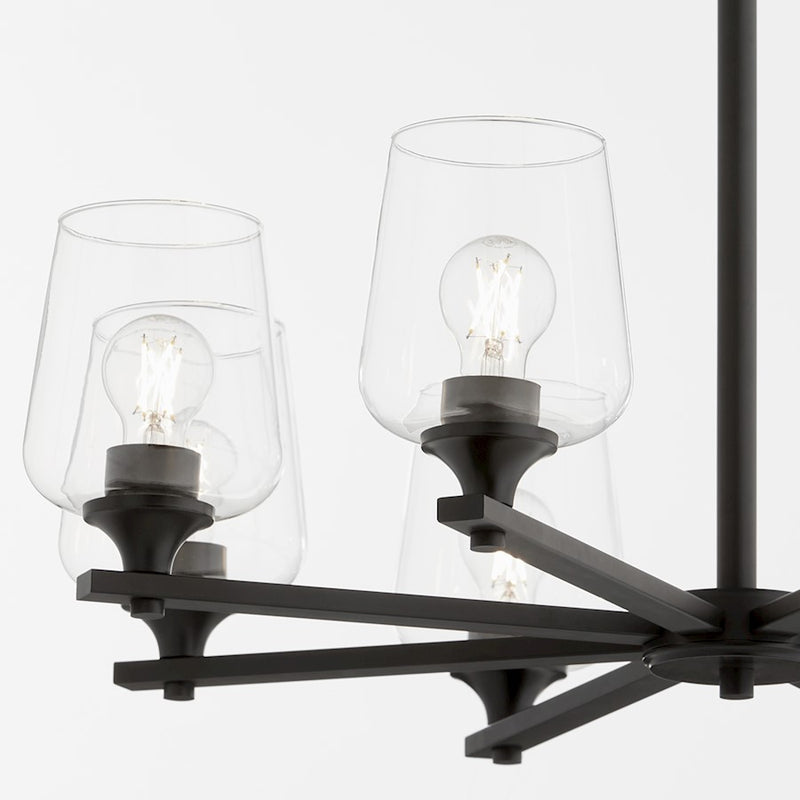 Quorum Veno 8Lt Chandelier, Matte Black/Clear