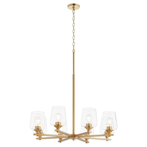 Quorum Veno 8Lt Chandelier, Aged Brass/Clear