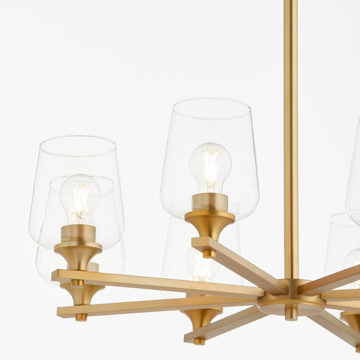 Quorum Veno 8Lt Chandelier, Aged Brass/Clear