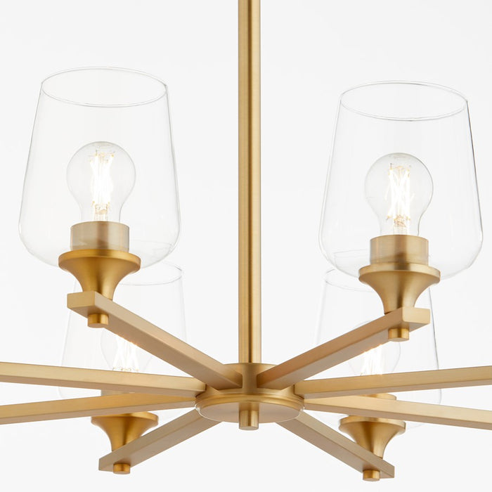 Quorum Veno 8Lt Chandelier, Aged Brass/Clear