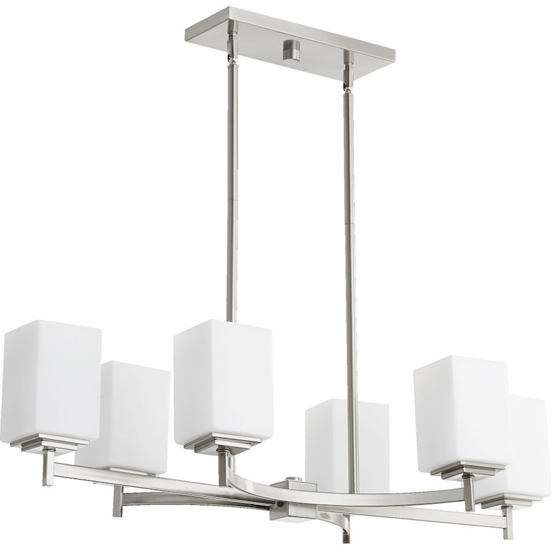 Quorum Delta 6 Light Island Light, Satin Nickel