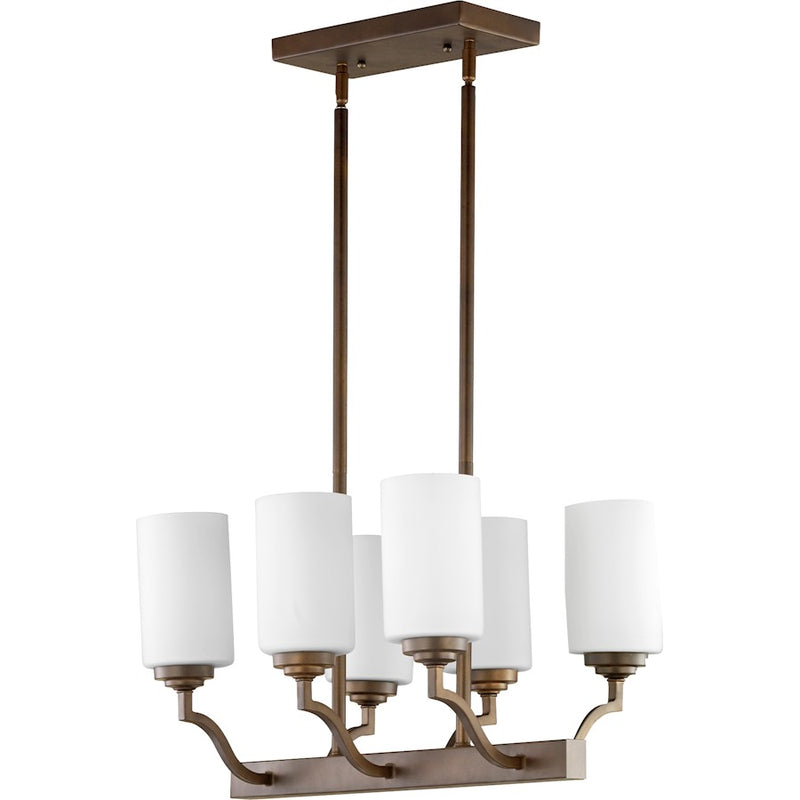 Quorum Atwood 6 Light 13' Island, Oiled Bronze/Satin Opal