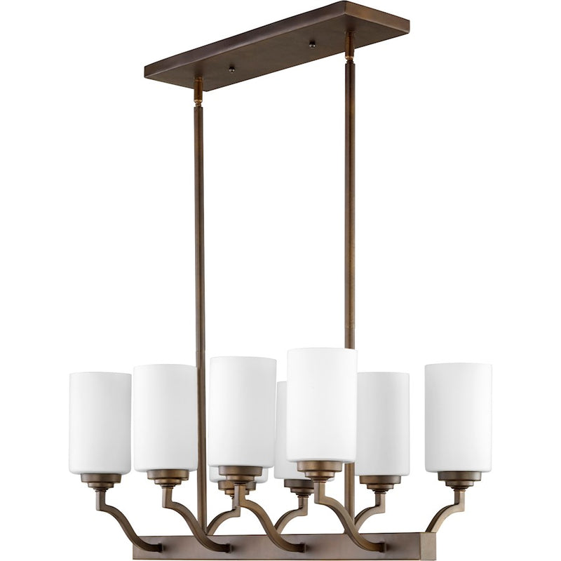 Quorum Atwood 8 Light 13' Island, Oiled Bronze/Satin Opal